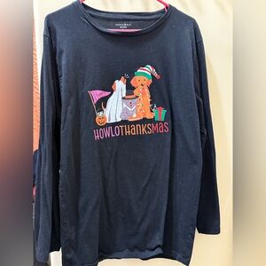 Festive Black Long Sleeve Top